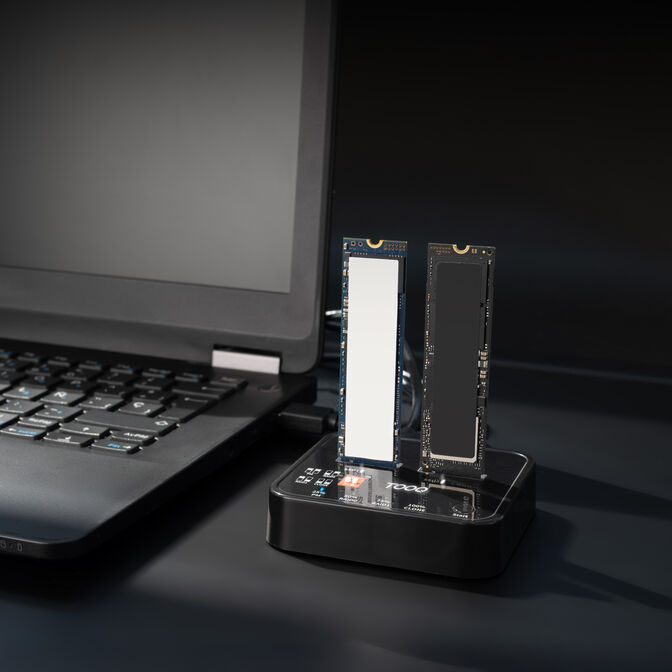 Dock Tooq para 2xSSD M.2 NVMe PICe USB-C3.2 Gen2 Clone Preto image number 1