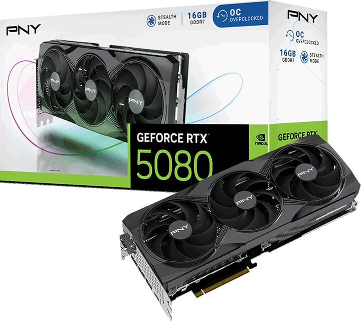 Gr&aacute;fica PNY GeForce&reg; RTX 5080 Gaming Triple Fan OC 16GB GDDR7 DLSS4