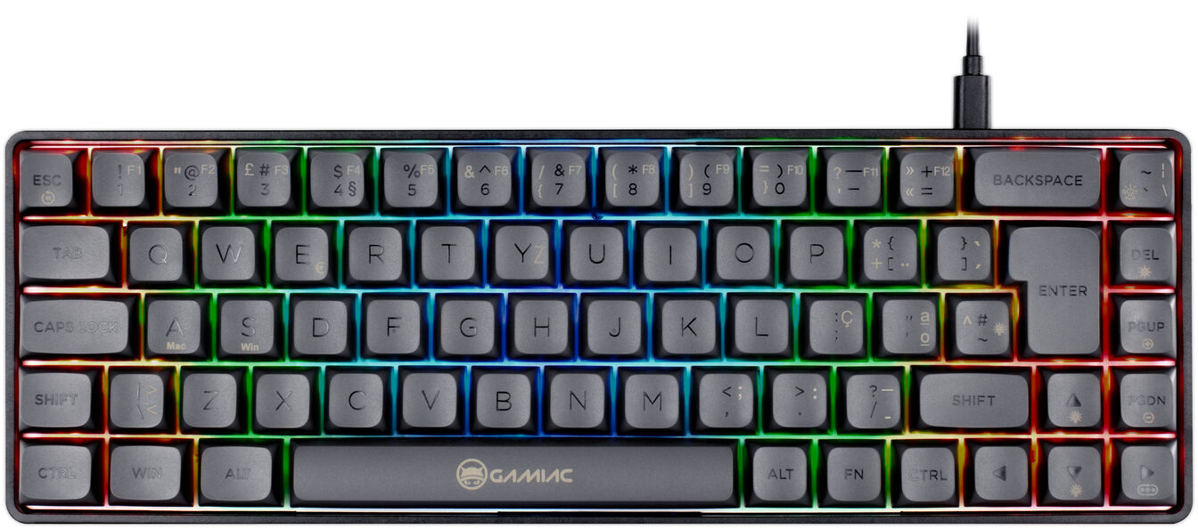 GAMIAC Teclado Mecânico TKL RGB69G SF, Kailh Blue, Preto/Cinzento