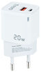 Carregador Tooq USB-C/PD 20W + USB-A/QC 20W Branco