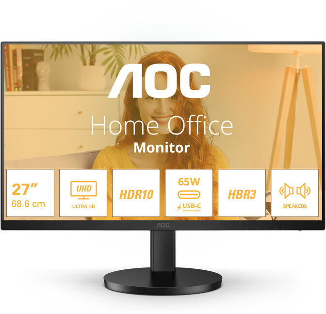 Monitor AOC 27" U27B3CF IPS 4K 60Hz USB-C (PD65W) Ajuste em Altura image number 1