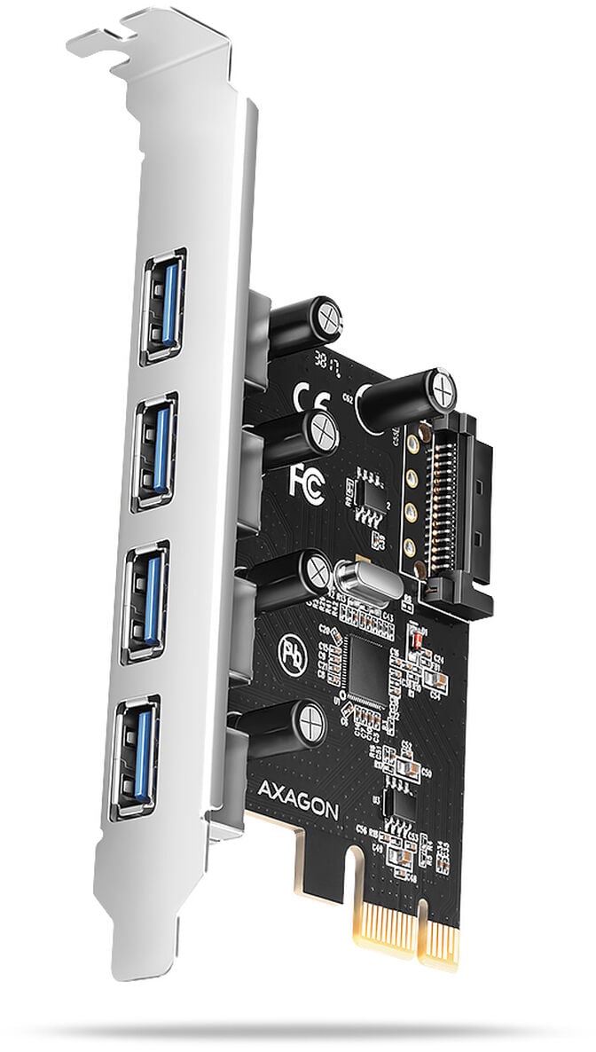 Adaptador PCIe AXAGON PCEU-43RSA - 4x USB 5Gbps port, SATA power image number 0