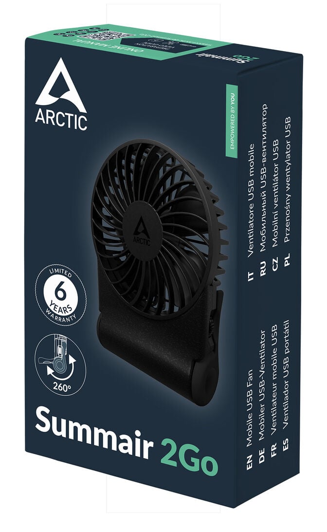 Ventoinha Port&aacute;til Arctic Summair 2Go Recarreg&aacute;vel USB-C para Secret&aacute;ria - Preto image number 7