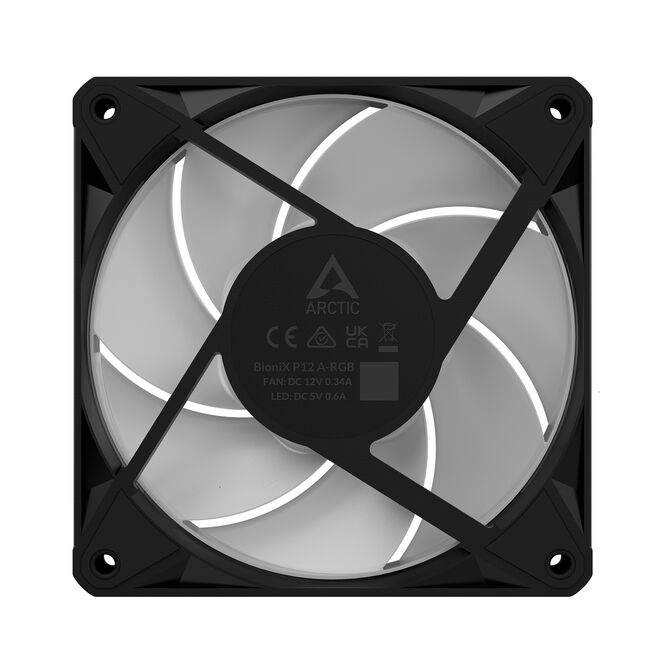 Ventoinha Arctic P12 BioniX PWM ARGB 120mm (Pack 3) - Preto image number 8