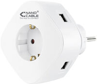 Carregador tomada Nanocable 2 USB A / 1 USB-C e Tomada integrada