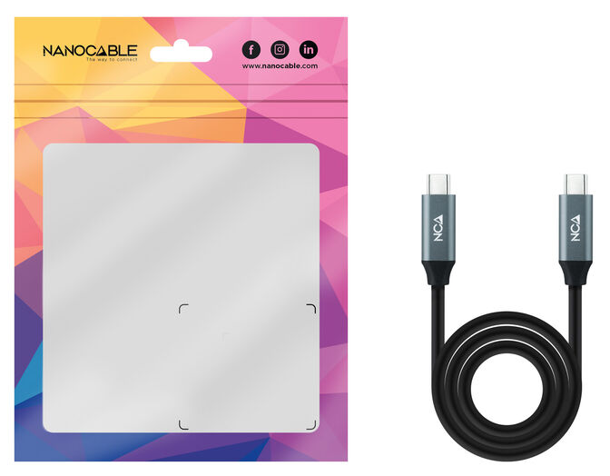 Cabo USB 3.2 Gen2x2 Nanocable 20Gbps 5A/100W 4K@60Hz USB-C M/M 1 M Preto image number 3