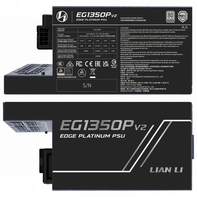 Fonte Modular Lian Li Edge Platinum V2 1350W 80+ Platinum Preto (C/Hub) image number 2