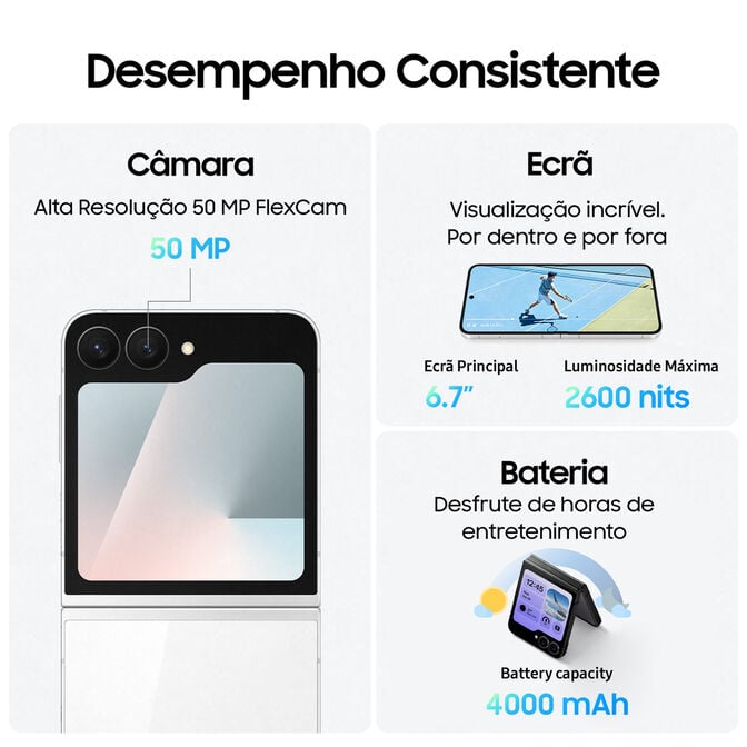 Smartphone Samsung Galaxy Z Flip 7 FE 5G 6.7" (12 /256GB) 120Hz Preto image number 3