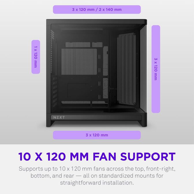 Caixa ATX NZXT H6 Preta Vidro Temperado image number 5