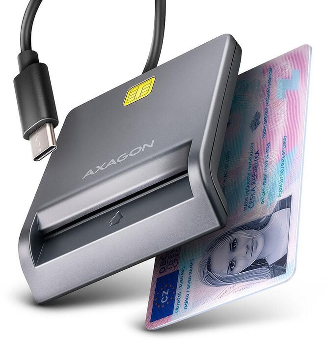 Leitor de cart&otilde;es AXAGON CRE-SM3TC USB-C Smart card FlatReader image number 0