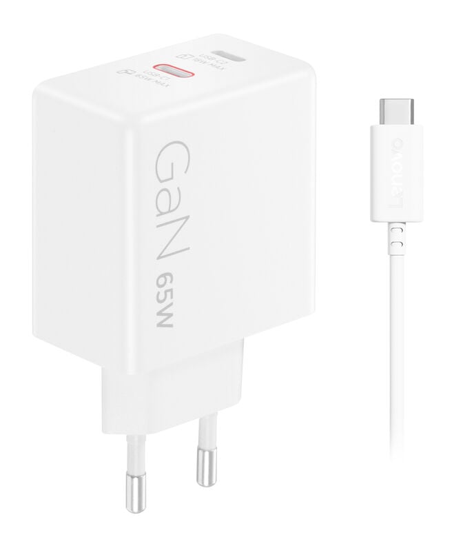 Carregador Lenovo de Parede USB-C 65W Dual GaN Branco + Cabo USB-C 1.5m image number 6