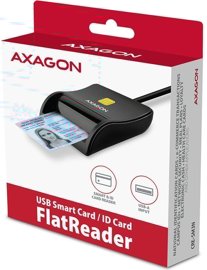 Leitor cart&atilde;o cidad&atilde;o Flat AXAGON CRE-SM3N USB 2.0 image number 0