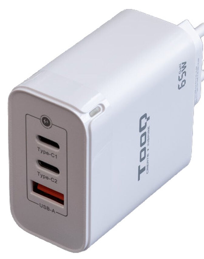 Carregador GaN Tooq 2xUSB-C/PD 65W + USB-A/QC 65W image number 1