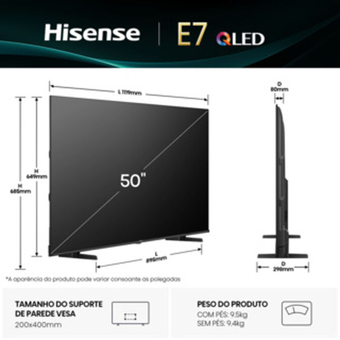 Televis&atilde;o Hisense 50E7Q 50" QLED UltraHD 4K VIDAA image number 9