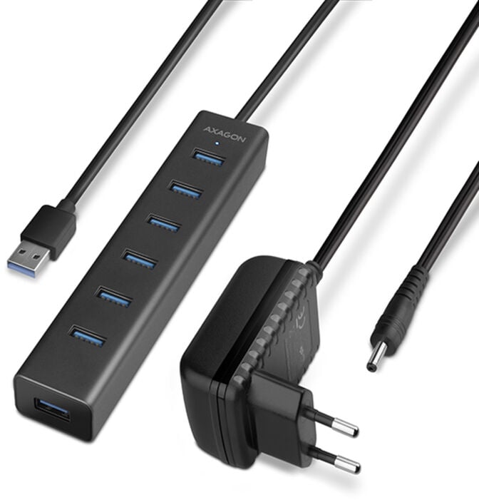 USB-A-Hub AXAGON HUE-SA7BP, 7x USB 3.0, 1x Micro-USB - 40cm image number 0