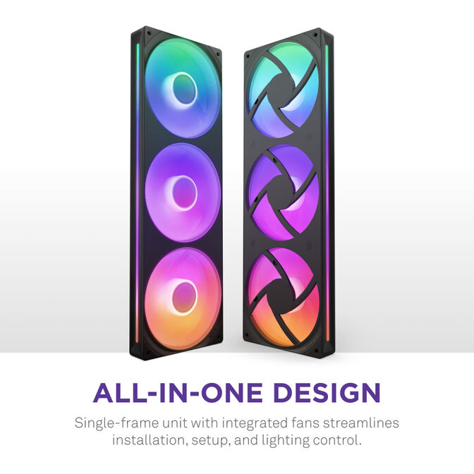 Ventoinha NZXT F360 RGB Core Single-Frame Pretas - Tripla Ventoinha 120mm ( 360mm ) image number 14