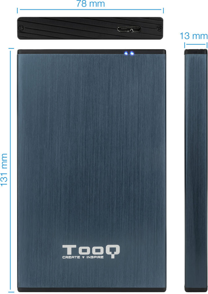 Caixa HDD Tooq 2.5" SATA (9,5mm) USB 3.0/3.1 Gen 1 Azul Pac&iacute;fico image number 2