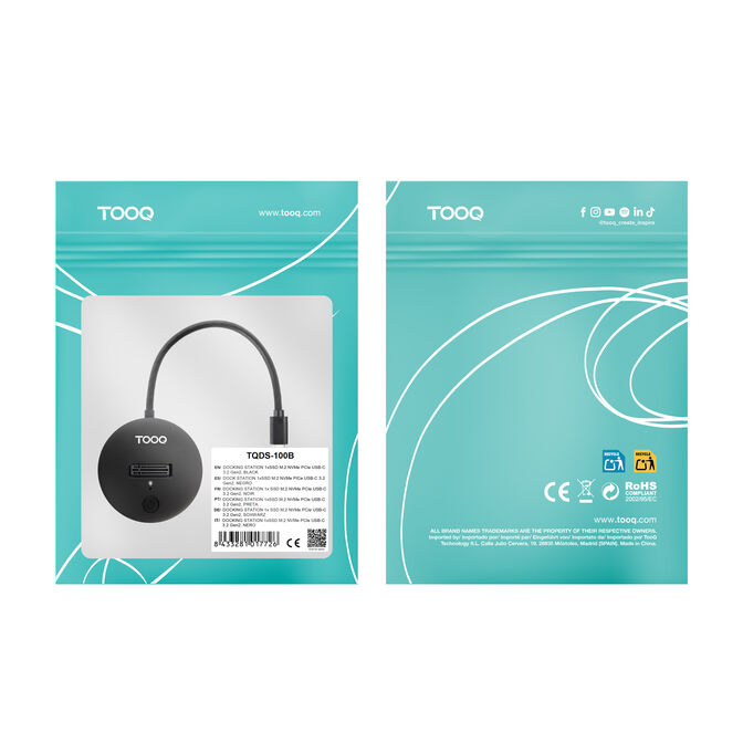 Dock Tooq para 1x SSD M.2 NVMe PICe USB-C 3.2 GEN 2 Preto image number 4
