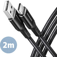 Cabo de carregamento AXAGON BUCM-AM15AB USB-C  <-> USB-A, 1.5m, USB 2.0, 3A, ALU, braid, Preto