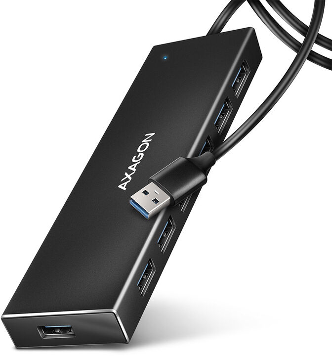 HUB USB AXAGON HUE-F7A 7x USB 3.2 Gen 1 ALU FLAT, micro USB power IN image number 0