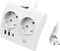 Tomada Ewent EW3870 Desktop Power Strip 2 Tomadas Schuko 16A + 2 USB-A + 1USB-C 1.5m Branca