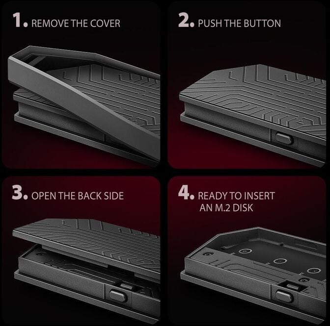 Caixa SSD AXAGON EEM2-GAM USB-C 3.2 Gen 2 10Gbps - M.2 NVMe/SATA SSD GAME 30-80mm ALU box image number 17