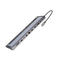 Docking Station Ewent EW1150 USB-C 12-em-1 Cinza