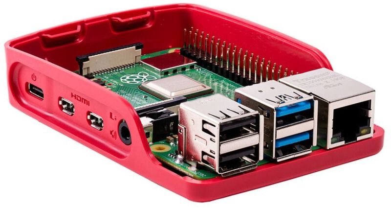 Caixa Oficial para Raspberry Pi 4 em Branco/Vermelho