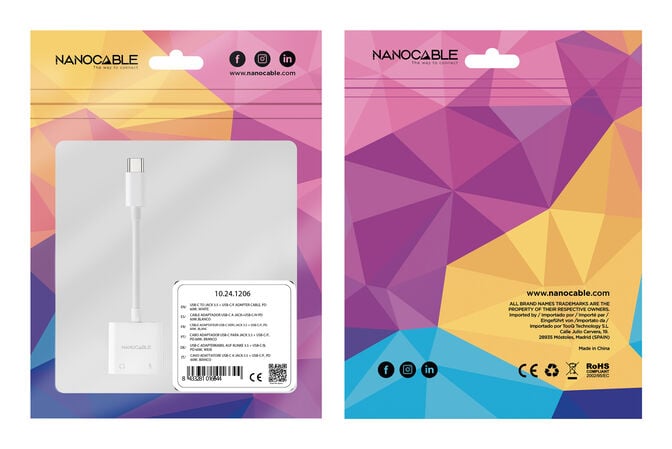 Cabo Adaptador Nanocable USB-C A JACK+USB-C/H PD 60W,Branco image number 5