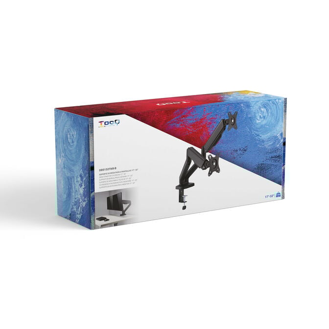 Suporte de Mesa c/mola Tooq Duplo 17" a 32" Preto M&aacute;x. 9Kg p/Bra&ccedil;o image number 3