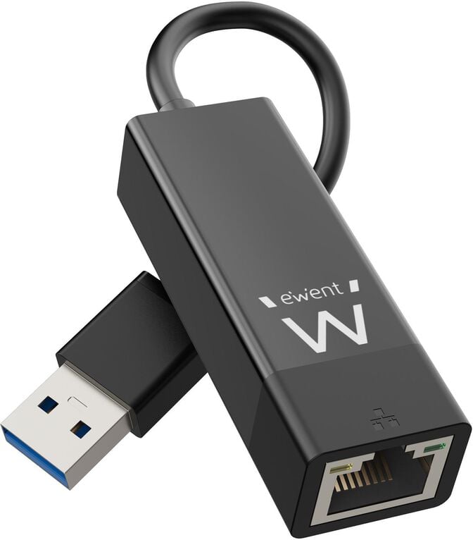 Adaptador de Rede Ewent EW1017 Gigabit Ethernet USB 3.2 Gen 1 Preto image number 1