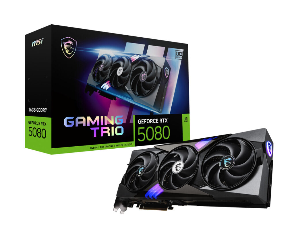 Gr&aacute;fica MSI GeForce&reg; RTX 5080 GAMING TRIO OC 16GB GDDR7 DLSS4