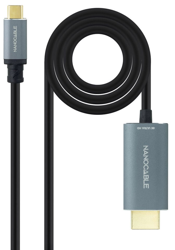 Cabo Conversor Nanocable USB-C > HDMI 2.1 8K@60HZ 1.8 M Preto image number 0