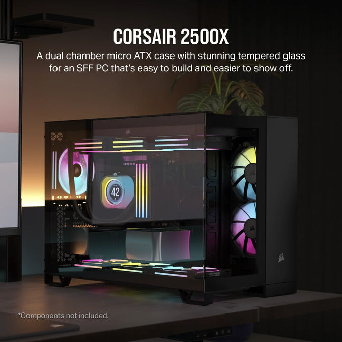 Caixa Micro-ATX Corsair 2500X Preta Vidro Temperado image number 1