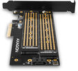 Adaptador PCIe-3.0 AXAGON PCEM2-D, 1x M.2-NVMe, 1x M.2-SATA com cooler passivo image number null