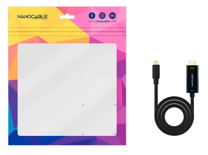 Cabo Conversor Nanocable USB-C > HDMI 1.4 4K@30HZ 1.8 M Preto image number 3