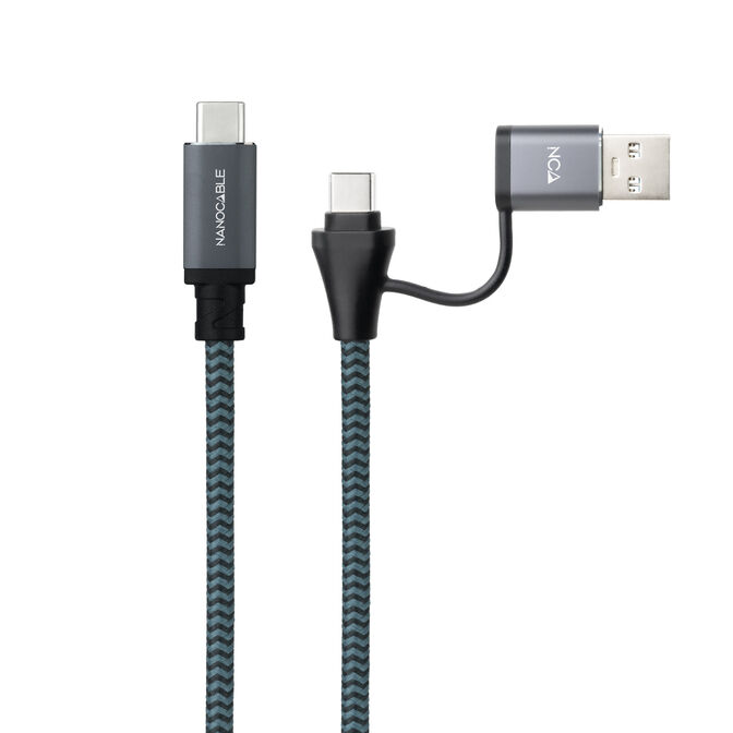 Cabo USB 3.2 Gen2x2 Nanocable 20Gbps 5A/100W 4K/60HZ USB-C M/USB-A/M 3 M Cinzento/Preto image number 1