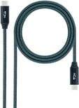 Cabo USB 3.2 Gen2x2 Nanocable 20Gbps 5A/100W 4K@60Hz USB-C M/M 2 M Cinzento/Preto image number null