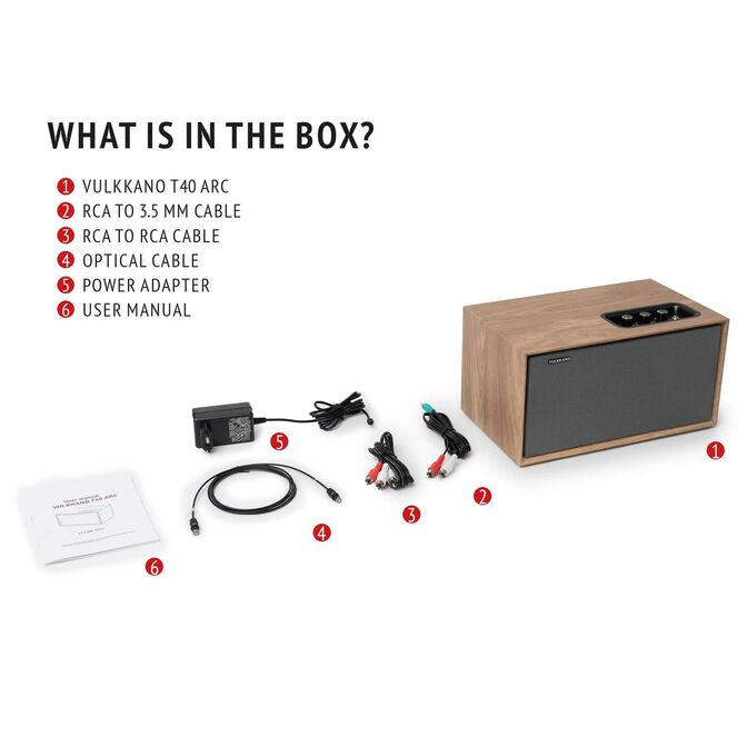 Colunas Hi-fi Vulkkano T40 ARC 40W Bluetooth HDMI ARC Castanhas image number 6