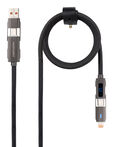 Cabo USB 2.0 27W c/ Display Nanocable USB-C/USB-A/M > Lightning/USB-C/M 1 M image number null