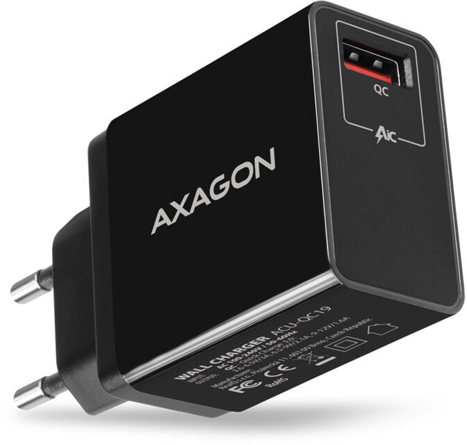 Carregador de parede AXAGON ACU-QC19 1x QC3.0/AFC/FCP/SMART 19W Preto image number 0