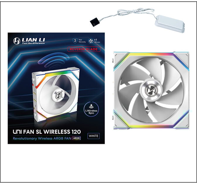 Ventoinha Lian Li UNI FAN SL120 Wireless RGB Reverse Blade PWM Branco 120mm image number 3