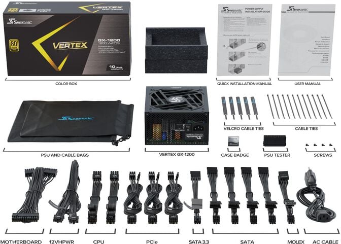 Fonte Modular Seasonic Vertex GX 1200W 80+ Gold image number 6