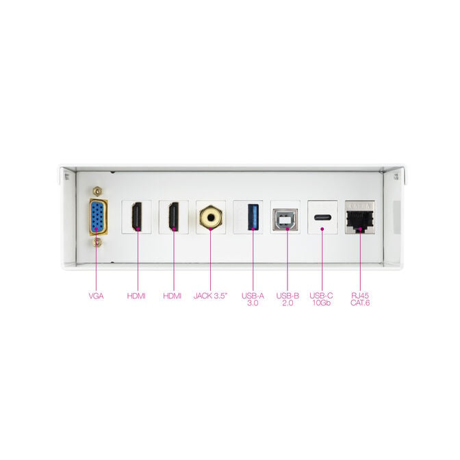 Caixa de liga&ccedil;&otilde;es multim&eacute;dia de parede Nanocable VGA + 2x HDMI + JACK 3,5 mm + 1x USB-C 10G + 1x USB-B 2.0 + 1x USB-A 3.0 + 1x RJ45 Cat.6A STP Branca image number 2