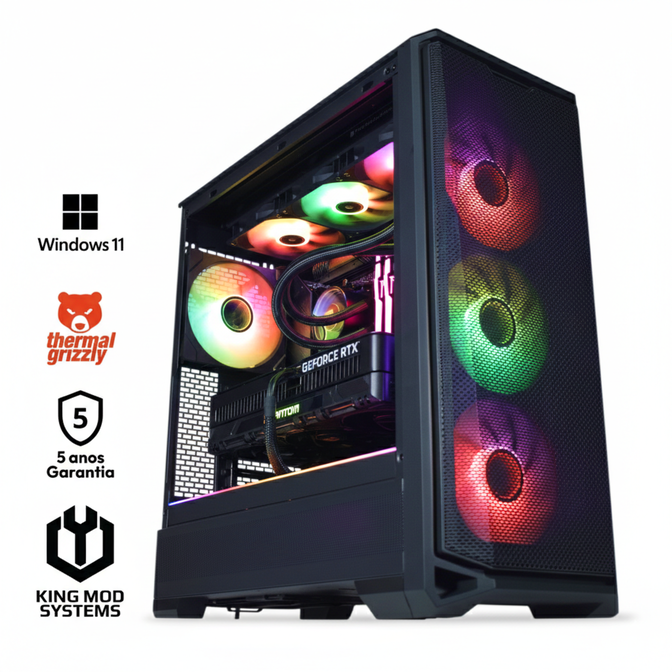 Computador King Mod Gamer-PC Ryzen 7 7800X3D 32GB DDR5 2TB RTX 5090 WiFi W11 Bonus