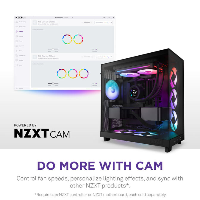 Ventoinha NZXT F240 RGB Core Single-Frame Pretas - Dupla Vento&iacute;nha 120mm (240mm) image number 10