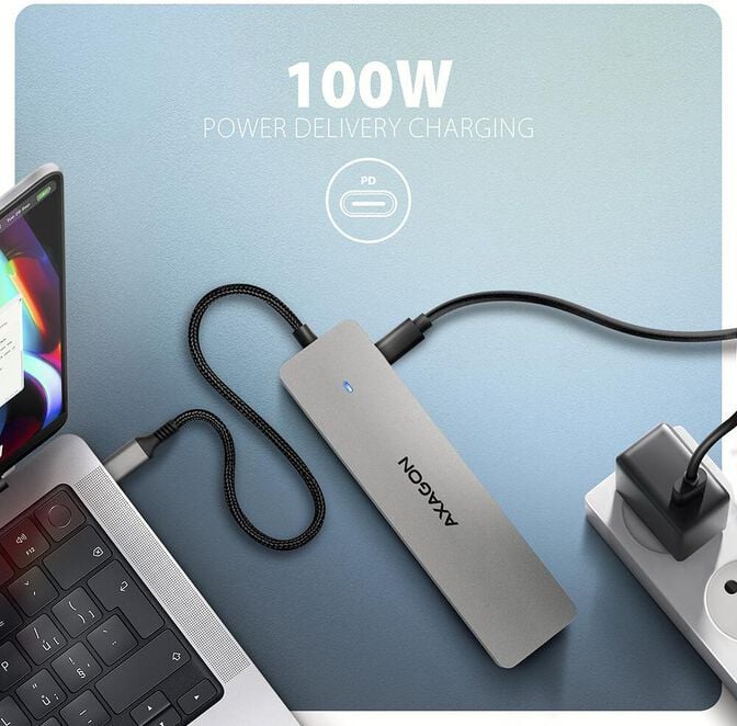 Multiport-Hub AXAGON HMC-7HX2 USB-C 3.2 Gen 1 hub, 2x USB-A + 1x USB-C, 2x HDMI 4K 60Hz, GLAN, PD 100W, 15cm USB-C cable image number 6