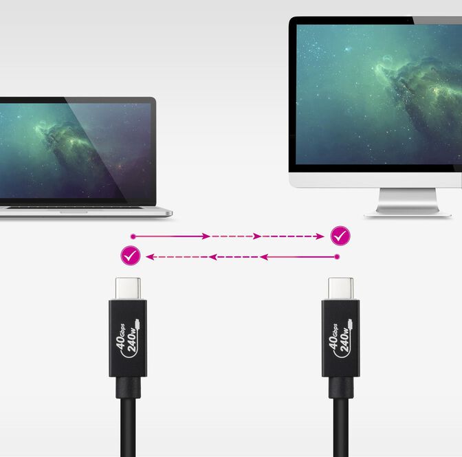 Cabo USB 4 Gen3x2 Nanocable 40Gbps 5A/240W, USB-C M/M 1 M Preto image number 1