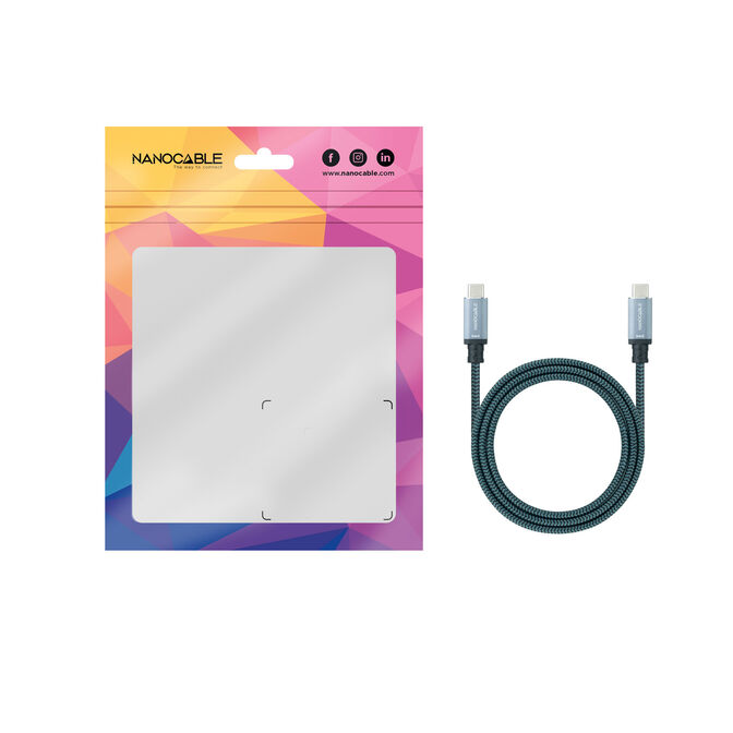 Cabo USB 3.2 Gen2x2 Nanocable 20Gbps 5A/100W 4K/60HZ USB-C M/M 0.5 M Cinzento/Preto image number 3