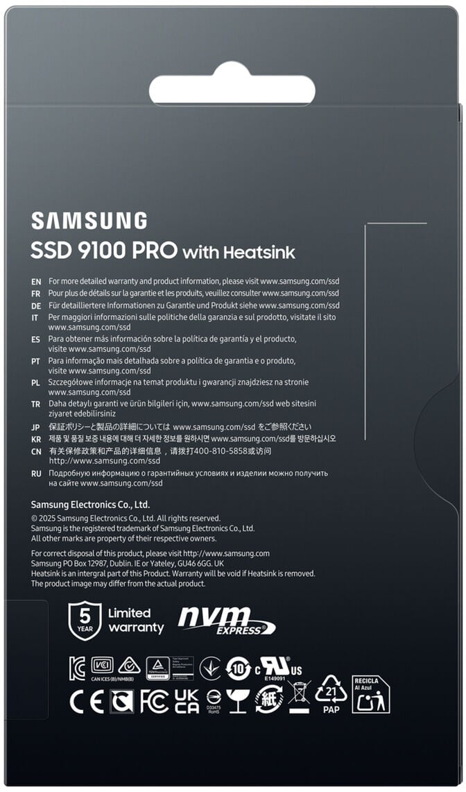SSD Samsung 9100 Pro 2TB Heatsink Gen5 M.2 NVMe (14700/13300MB/s) image number 9